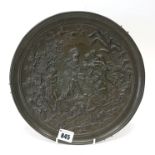 A Late XIX Century Spelter Plaque, of circular form, cast in low relief with a classical scene of