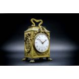 L. Leroy & Co., Paris Miniature Gilt-Brass Carriage Timepiece, the engraved case with ribbon