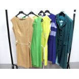 Five C.1960's/70's Moygashel and Linen Shift Dresses, in various colours and mainly by Berkertex,