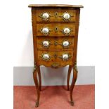 An Early XX Century French Walnut Rococco Style Serpentine Small Commode, with crossbanded top, four