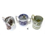 A Staffordshire Pottery Pearlware Two-Handled Frog Mug, printed in purple to commemorated the