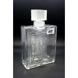 A Lalique Glass Scent Bottle and Stopper, modelled in the 'Duncan' design, of ribbed, rectangular