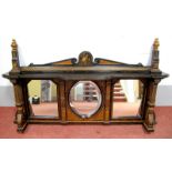 A Late XIX Century Ebonised Rosewood and Satinwood Inlaid Sideboard Back, in the style of Bruce J.