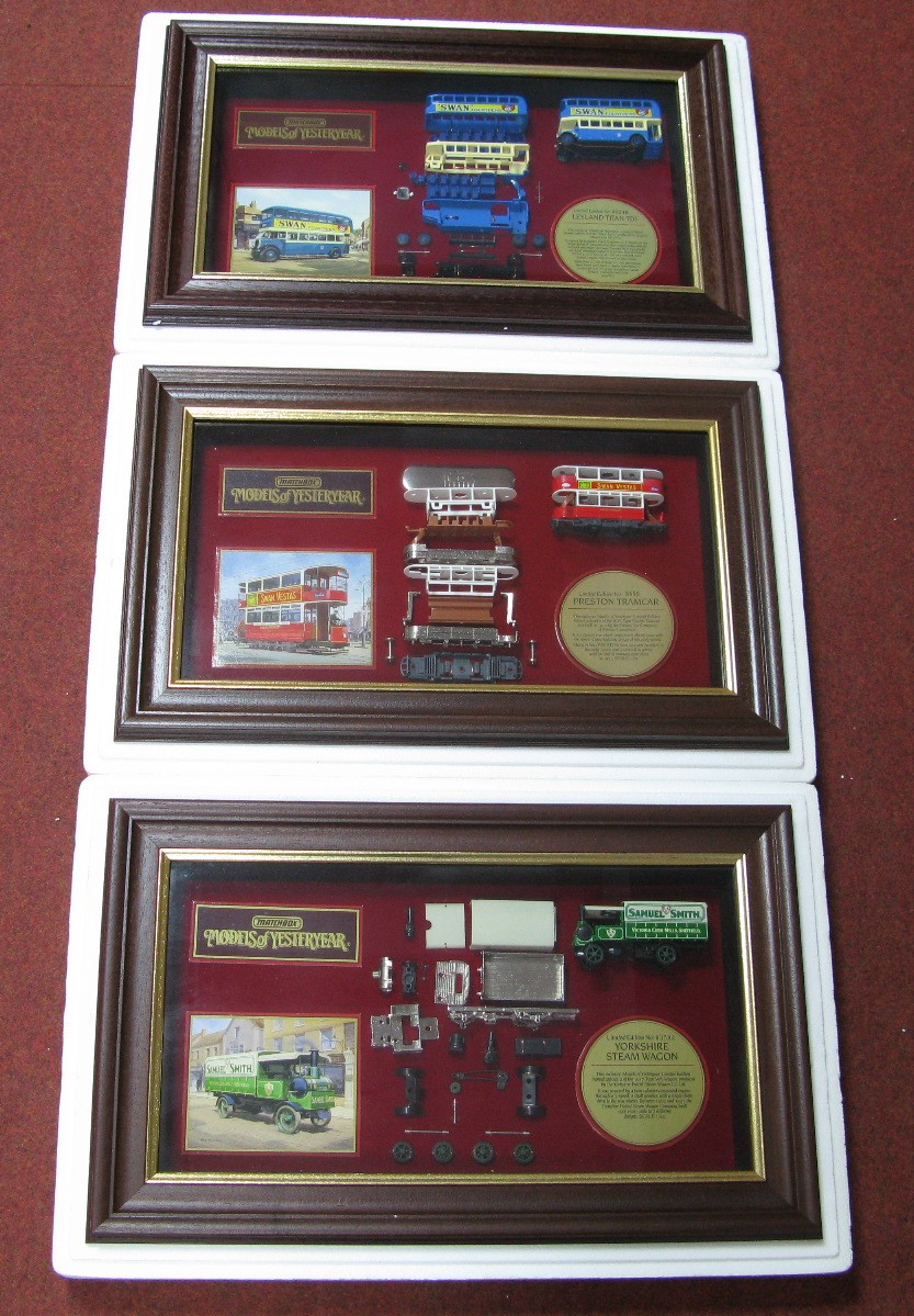 Three Models of Yesteryear Display Cases, all in original packaging and certificated. Each model