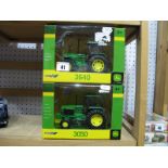 Two Boxed Britains John Deere 1/32nd Scale Diecast Model Tractors, # 43054 3640, # 42902 3050.