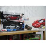 Two Boxed 1:18th Scale Diecast Model Cars - Hotwheels #B6048 Mini Cooper Cabrio, Maisto #46629