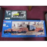 Two 1/50th Scale diecast Model Diamond T Trucks By Corgi, # 55301 T980 with low loader and generator