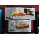 Two 1/50th Scale Diecast Model Trucks By Corgi, #55501 Diamond T low loader, Elliots of York and #