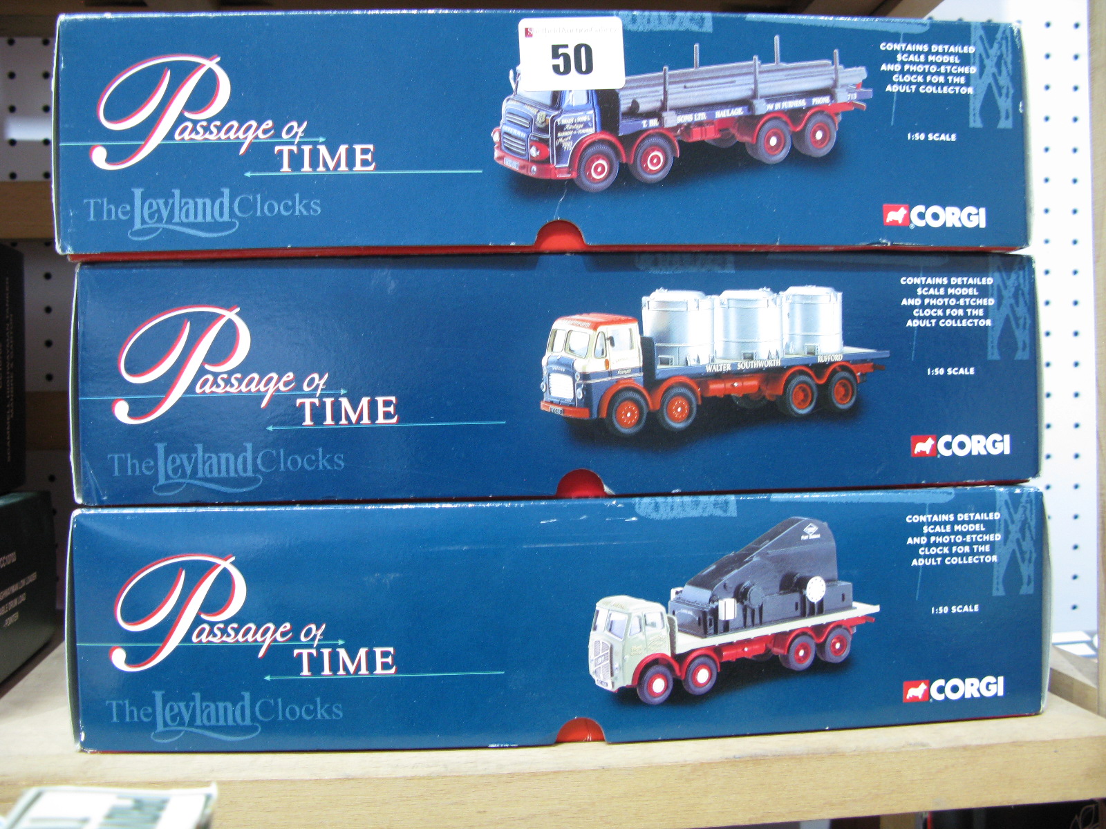Three 1/50th Scale Corgi Diecast "Passage of Time" Diecast Model Trucks With Loads And scenic