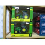 Two Boxed Britains John Deere 1/32nd Scale Diecast Model Tractors, # 42903 3350, # 43020 3040.