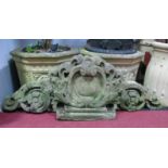 A XIX Century Carved Stone Door Pediment, in the Rococo taste, scroll detailing with central