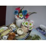 A Willow Pattern Ovoid Vase, further vases, cabinet plates, milk jug, toast rack, etc.