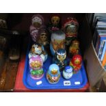 A Collection of Twelve Russian Doll Babushka's, varying sizes and designs including Yeltsin:- One