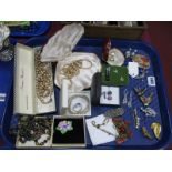 Costume Jewellery, including beads, brooches, sliding charms, etc:- One Tray