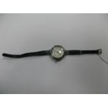A Hallmarked Silver Cased Ladies Wristwatch, the white dial with black and red Arabic numerals,