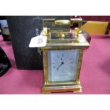 Mappin & Webb of London Carriage Clock, with bell strike to wind-up mechanism, reeded pillars to