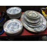 Chinese Garden Scene Pottery Dinnerware circa 1900, of approximately Thirty Two pieces including