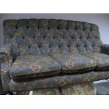 A Mckinney Floral Button Back upholstered three seater settee.