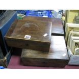 A XX Century Rosewood Work Box, with brass mounts, two others (with faults). (3)