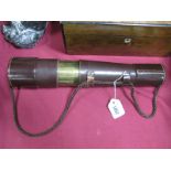 Broadhurst Clarkson & Co., Leather Bound Brass Five Sectional Telescope, stamped makers name and