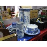 Pair of Delft Cylinder Vases, 30cm tall, Shelly 'Cloisello' butter dish (chipped), other blue and