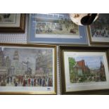 Four George Cunningham Prints - Ecclesall Church, Journey's End, Millhouses and Western Bank, all