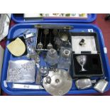 Assorted Plated Ware, including cased coffee spoons, cream jug, letter opener, flasks, etc:- One