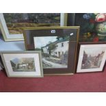 Early XX Century English School, Town Centre Yard Scene, watercolour, 27.5 x 20.5cm; two A. Heaton