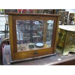 W & J George Ltd Birmingham Early XX Century Pine Cased Laboratory Scales.