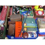 A Schoolboy Stamp Album, two boxed C.W.S. coloured candles sets, Box Brownie, savings tin, lacquered