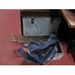 Woodwork Tools, bag, galvanized box.