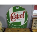 A Vintage 'Castrol Motor Oil Wakefield', dome topped enamel advertising sign 37cm high.