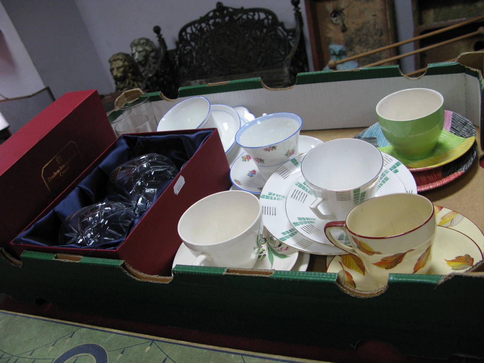 Six Vintage China Trio's, including Gray's 'Sunburst', Midwinter 'Barbizon', Colclough etc; a