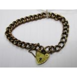 A Curb Link Bracelet, of uniform design, to later 9ct gold heart shape padlock clasp.