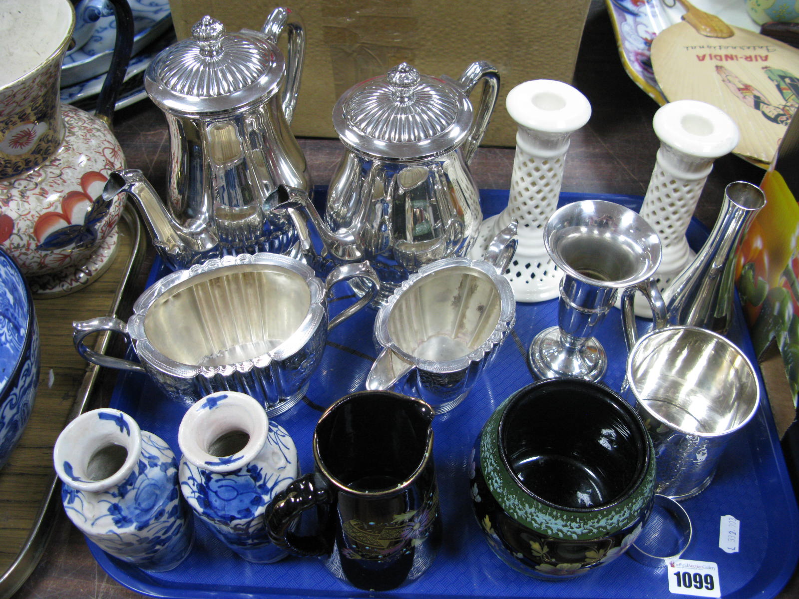Japanese Ovoid Vases, candlesticks, jug, jar, Bellini tea and coffee pots, earlier sugar and
