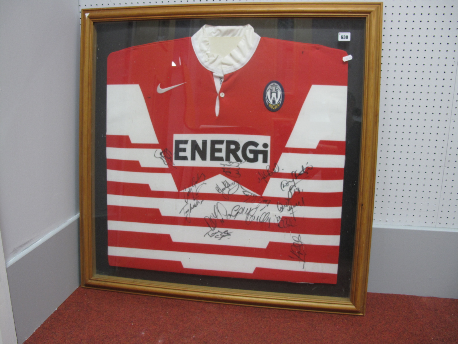 Rugby League-Wigan- Nike Player Shirt, circa 1995, bearing 'Energi' logo and many autographs in