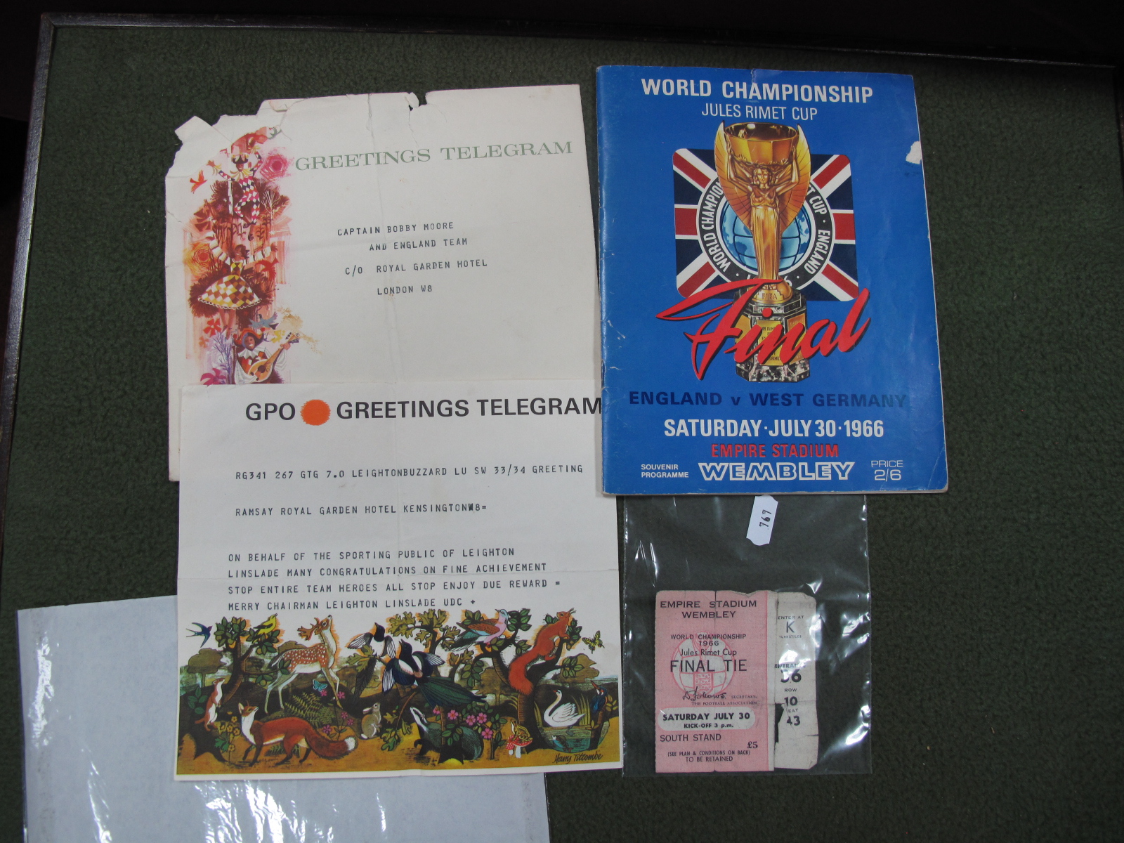 1966 World Cup Final Programme. England v. West Germany, cover scuffs and tear; together with