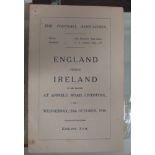 England 1926 Itinerary For the Match V. Ireland At Anfield Liverpool, dated 20th October 1926,