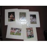 Pietersen, Hussain, Beckham, Gascoigne and Langher Colour Prints, all mounted.