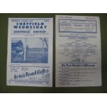 Sheffield Wednesday Programmes, 1948-9 v. Leicester single shet, 49-50 v. Sheffield United County