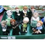 Eight Royal Doulton Dickens Characters: Sairey Gamp, Fagin, Pickwick, Uriah Heep (2), David