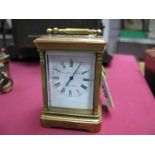 Elliott & Sons of London Brass Cased Carriage Clock, with enamelled dial, 9.2cm high with handle