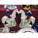 A Matching Pair of Staffordshire Flatback Figures, both depicting Fred Archer (the famous