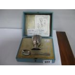 A Matched Hallmarked Silver Christening Egg Cup and Spoon, contained in an Asprey 166 Bond Street,