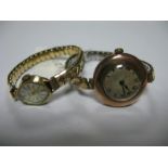 Rolex; A 9ct Gold Cased Ladies Wristwatch, the unsigned dial with black and orange Roman numerals,