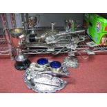 Trophy Cups, plated tray, mug, ornamental cannons, twin branch dwarf candlestick, etc.