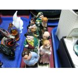 Eight Royal Doulton Dickens Characters: Fat Boy, Little Nell, Tony Weller, Pickwick, Sairey Gamp,