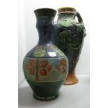 An Early XX Century(?) Continental Pottery Jug, with applied decoration; together with a Majolica