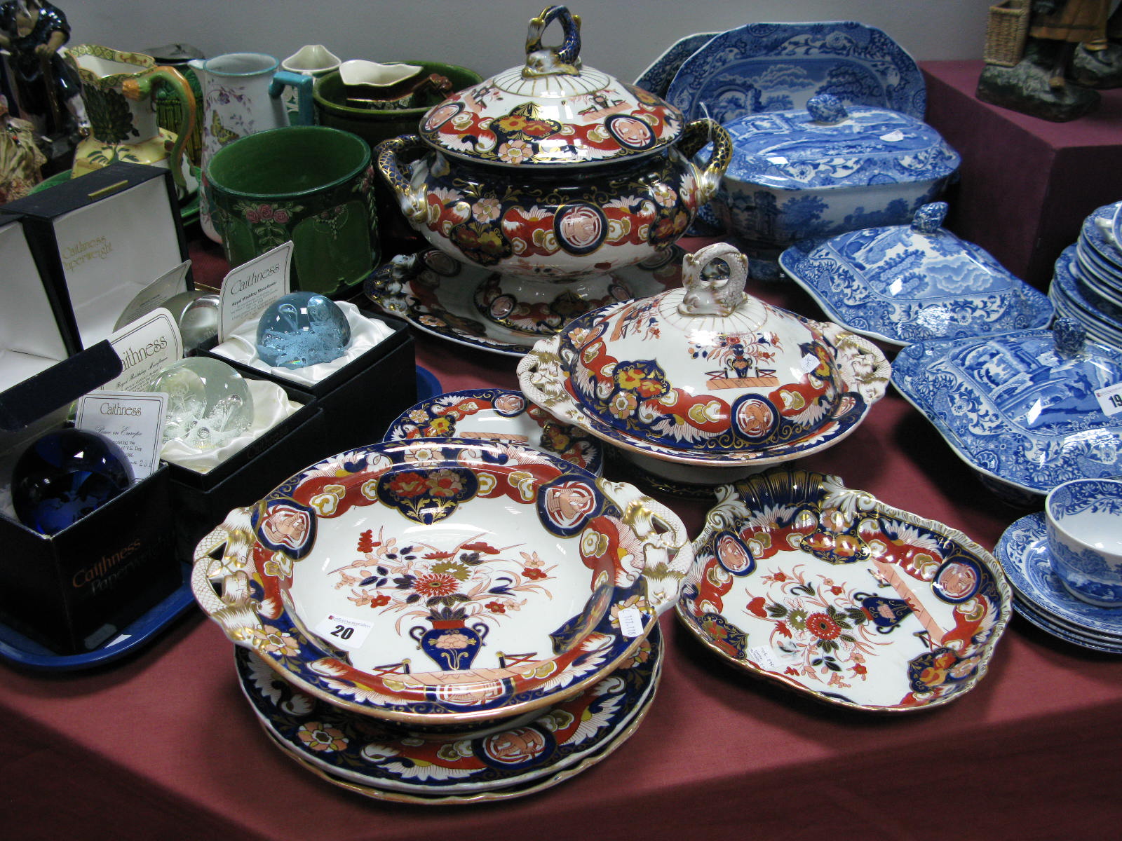 A Mid to Late XIX Century Ashworth Bros. Ironstone Pottery Part Dinner Service, decorated with
