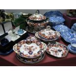 A Mid to Late XIX Century Ashworth Bros. Ironstone Pottery Part Dinner Service, decorated with